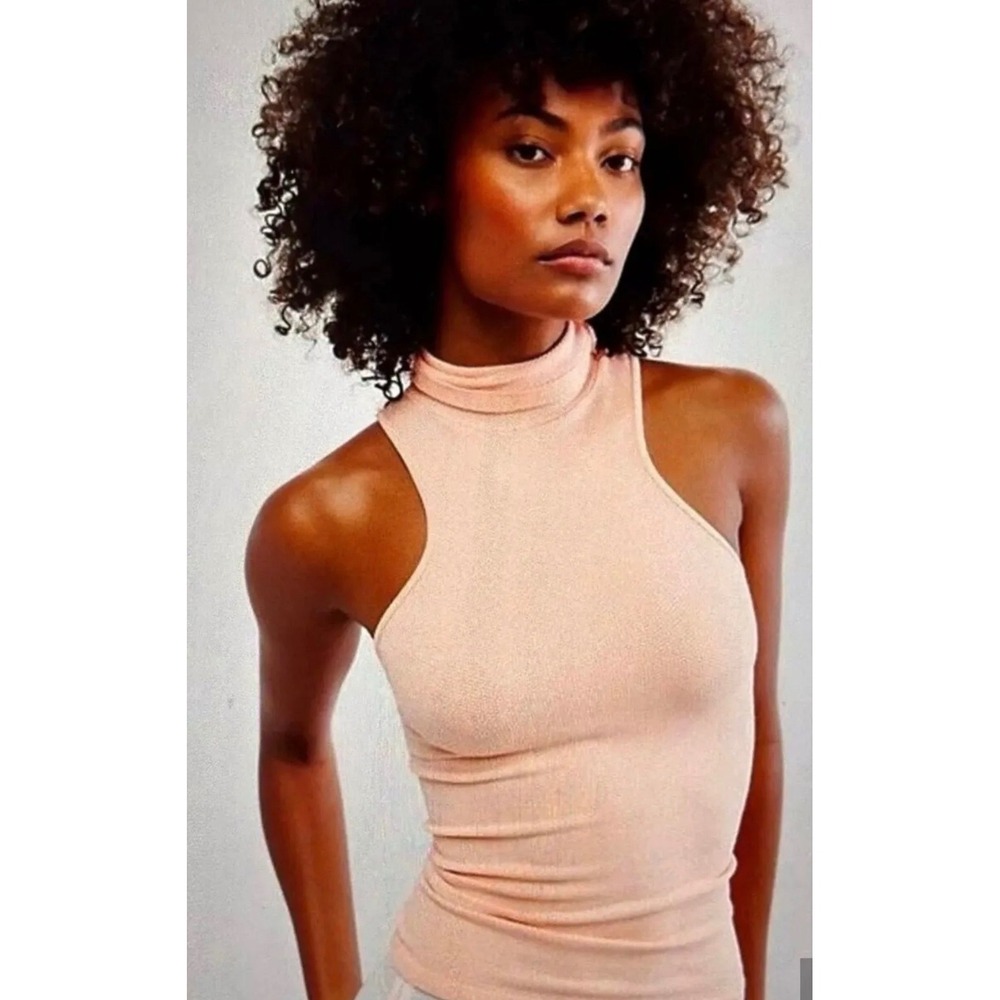 Intimately Free People Always Ready Seamless Turtleneck Tank Blush Rose XS/S NWT